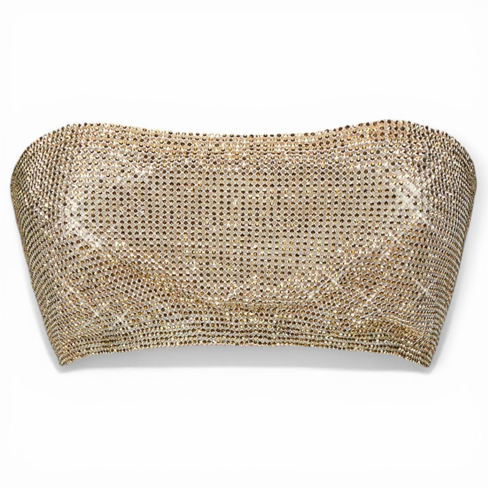 Poster Girl Rhinestoned Brooke Bra Long Island Bandeau Top Size Medium NWT